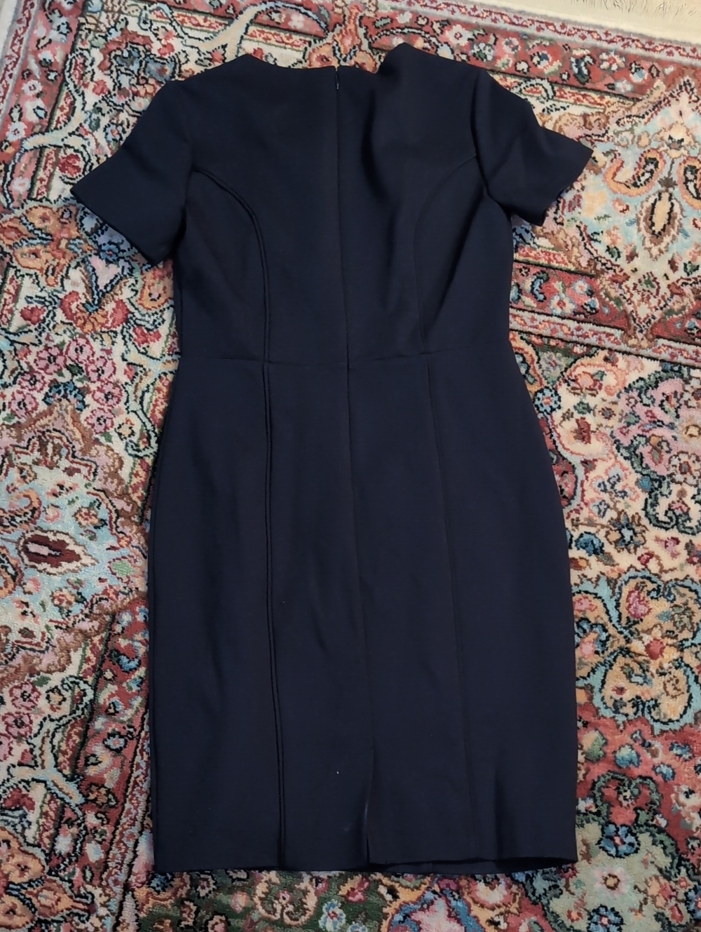 Brooks Brothers Dark Navy Short-Sleeve Midi Sheath Dress - Picture 7 of 7